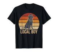 Lindo Perro Retro Local, Negro, Cazador de Laboratorio, Vintage, Puesta de Sol Camiseta gráfica económica, Hombre, Negro, S