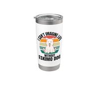 Lindo perro retro No puedo imaginar la vida sin un perro esquimal Vaso térmico de acero inoxidable de doble pared