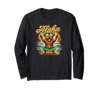 Lindo perro Rottweiler Hawaiian Hula Luau Sunset Tropical Beach Manga Larga