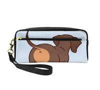 Lindo Perro Salchicha, Bolsa de Maquillaje Bolsa de cosméticos Bolsa de Aseo de Viaje portátil Estuche de Cuero para Mujeres y niñas