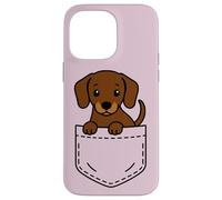Lindo perro salchicha cachorro Pocket Pal Funny Doxie Dog Carcasa para iPhone 14 Pro Max