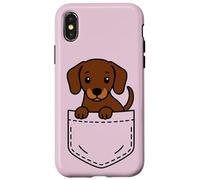 Lindo perro salchicha cachorro Pocket Pal Funny Doxie Dog Carcasa para iPhone X/XS