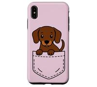 Lindo perro salchicha cachorro Pocket Pal Funny Doxie Dog Carcasa para iPhone XS Max
