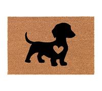 Lindo Perro Salchicha Con Corazón Felpudo para Puerta - Regalo de Inauguración, Boda, Recién Casados, Nuevo Hogar - Decoración para Cocina, Balcón - 16 x 24 Pulgadas