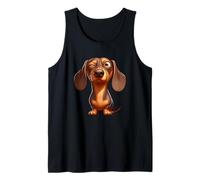 Lindo perro salchicha de dibujos animados guiñando la cara divertida del perro Camiseta sin Mangas