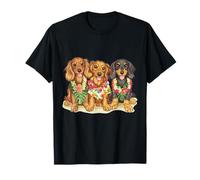 Lindo perro salchicha hawaiano flor leis verano tropical Camiseta