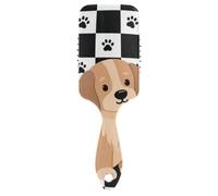 Lindo perro salchicha negro y blanco a cuadros cepillo de secado con secador diseñado cepillo de masaje para el crecimiento del cabello con mango ergonómico para definir rizos