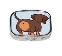 Lindo perro salchicha, pastillero Meta con 2 compartimentos, organizador portátil