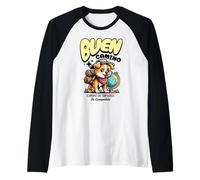 Lindo Perro Senderismo Camino de Peregrino Español Buen Camino De Santiago Camiseta Manga Raglan