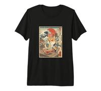 Lindo Perro Shiba Inu Comiendo Ramen Great Wave Ukiyo-e Art Camiseta Premium