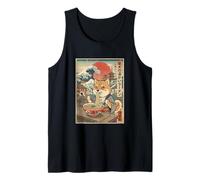 Lindo Perro Shiba Inu Comiendo Ramen Great Wave Ukiyo-e Art Camiseta sin Mangas