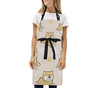 Lindo Perro Shiba Inu Delantal de Cocina con 2 Bolsillos Delantales Cuello Ajustable Cocinero Camarero Delantal Chefs para Cocinar Hornea Barbacoa