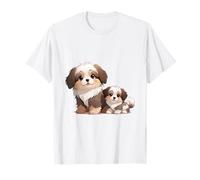 Lindo Perro Shih Tzu y Cachorro Adorable Arte canino Camiseta