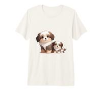 Lindo Perro Shih Tzu y Cachorro Adorable Arte canino Camiseta Premium