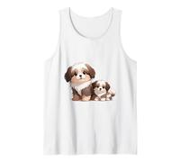Lindo Perro Shih Tzu y Cachorro Adorable Arte canino Camiseta sin Mangas