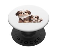 Lindo Perro Shih Tzu y Cachorro Adorable Arte canino PopSockets PopGrip Adhesivo