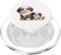 Lindo Perro Shih Tzu y Cachorro Adorable Arte canino PopSockets PopGrip para MagSafe