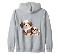 Lindo Perro Shih Tzu y Cachorro Adorable Arte canino Sudadera con Capucha