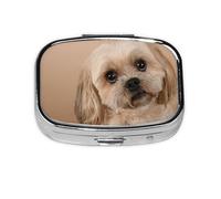 Lindo perro Shitzu, pastillero con 2 compartimentos, organizador portátil