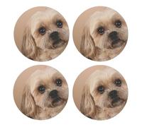 Lindo Perro Shitzu,Posavasos Redondos de Corcho MDF, Almohadilla para Tazas, Juego de 4 Posavasos para Bebidas