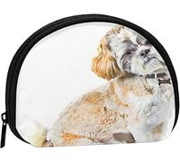 Lindo Perro Shitzu Shih Tzu, Cartera Shell Bolsa de Maquillaje Mujeres Bolsa de Almacenamiento pequeño Monedero Shell Cambio Bolsa