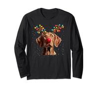 Lindo Perro Vizsla Reno Navidad Manga Larga
