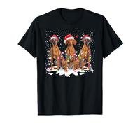 Lindo Perro Vizsla Sombrero de Papá Noel Navidad luz Navidad Camiseta