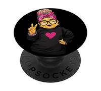 Lindo Personaje con Gafas y Bandana Rosa Signo de la Paz PopSockets PopGrip Adhesivo