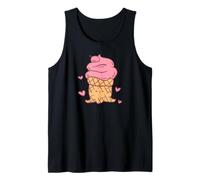 Lindo Personaje de Cono de Hielo, Corazones Rosados, Adorable Kawaii Camiseta sin Mangas