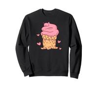Lindo Personaje de Cono de Hielo, Corazones Rosados, Adorable Kawaii Sudadera