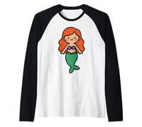 Lindo Personaje de fantasía del océano Sirena - Princesa mítica del mar Camiseta Manga Raglan