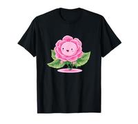 Lindo Personaje de Flor Rosa Caminando Kawaii Blossom Camiseta