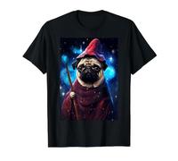 Lindo Personaje de Pug Wizard Funny Dog Pixel Art Camiseta gráfica económica, Hombre, Negro, XL