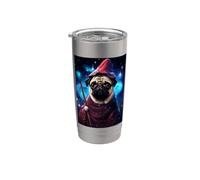 Lindo personaje de Pug Wizard Funny Dog Pixel Art Vaso térmico de acero inoxidable de doble pared
