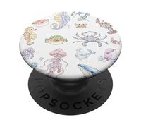 Lindo pez con forma de concha marina, kawaii, costero, verano PopSockets PopGrip Adhesivo