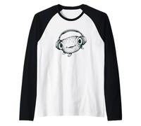 Lindo Pez Globo con Auriculares, Música, Relajación y Camiseta Manga Raglan