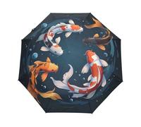 Lindo Pez Koi Afortunado Paraguas Plegable Automático Paraguas de Viaje Mujer Niño Niña Protección UV Resistencia Viento Impermeable