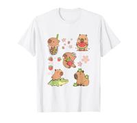 Lindo Pijama Kawaii Capybara Boba Tea para niñas y Mujeres Camiseta