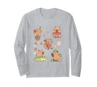Lindo Pijama Kawaii Capybara Boba Tea para niñas y Mujeres Manga Larga