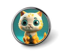Lindo pin de solapa esmaltado con forma de gato de ojos azules, insignias redondas, suministros para manualidades, broches duraderos y modernos para hombres y mujeres, accesorio de disfraz.
