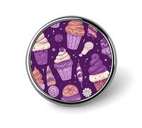 Lindo pin de solapa esmaltado morado con forma de helado, insignias redondas, suministros para manualidades, broches duraderos y modernos para hombres y mujeres, accesorio de disfraz.