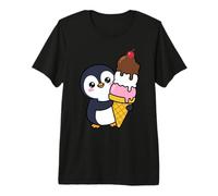 Lindo pingüino Abrazando Helado Cono Kawaii Dibujos Animados Dulce Arte Camiseta Premium