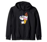 Lindo pingüino Abrazando Helado Cono Kawaii Dibujos Animados Dulce Arte Sudadera con Capucha