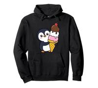 Lindo pingüino Abrazando Helado Cono Kawaii Dibujos Animados Dulce Arte Sudadera con Capucha
