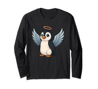 Lindo pingüino ángel de dibujos animados con alas Manga Larga