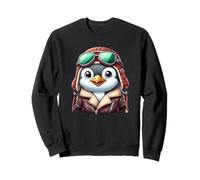 Lindo pingüino aviador piloto animal arte Sudadera