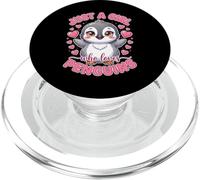 Lindo pingüino bebé con Corazones Solo una Chica Que ama los pingüinos PopSockets PopGrip para MagSafe