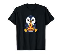 Lindo pingüino Comiendo Pizza Italiano Dibujos Animados Camiseta