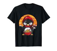 Lindo pingüino comiendo ramen fideos japoneses obras de arte de invierno Camiseta