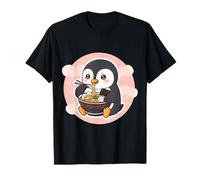 Lindo pingüino Comiendo Ramen Fideos Sopa Amante niñas Mujeres Comida Camiseta